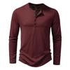 Men's Bamboo Cotton Henley Long-Sleeve T-Shirt - Spring Fashion Casual Top