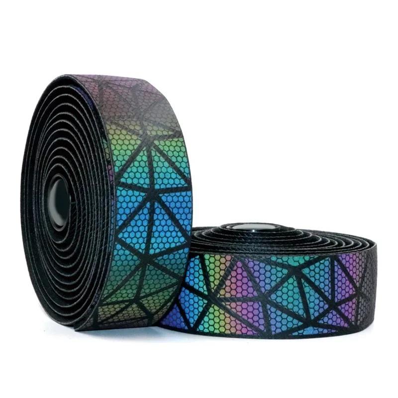 Fahrrad Dämpfung Anti-Vibration Wickel EVA PU Fahrrad Bequem Regenbogen Lenkerband Kork Rennrad Reflektierendes Lenkerband