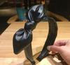 Teenager Mädchen Hasenohren Knoten Stirnband Gezahnt Rutschfest Damen Kopfschmuck Einfarbig PU Leder Schleife Haarband Erwachsene Schleife Haarreif