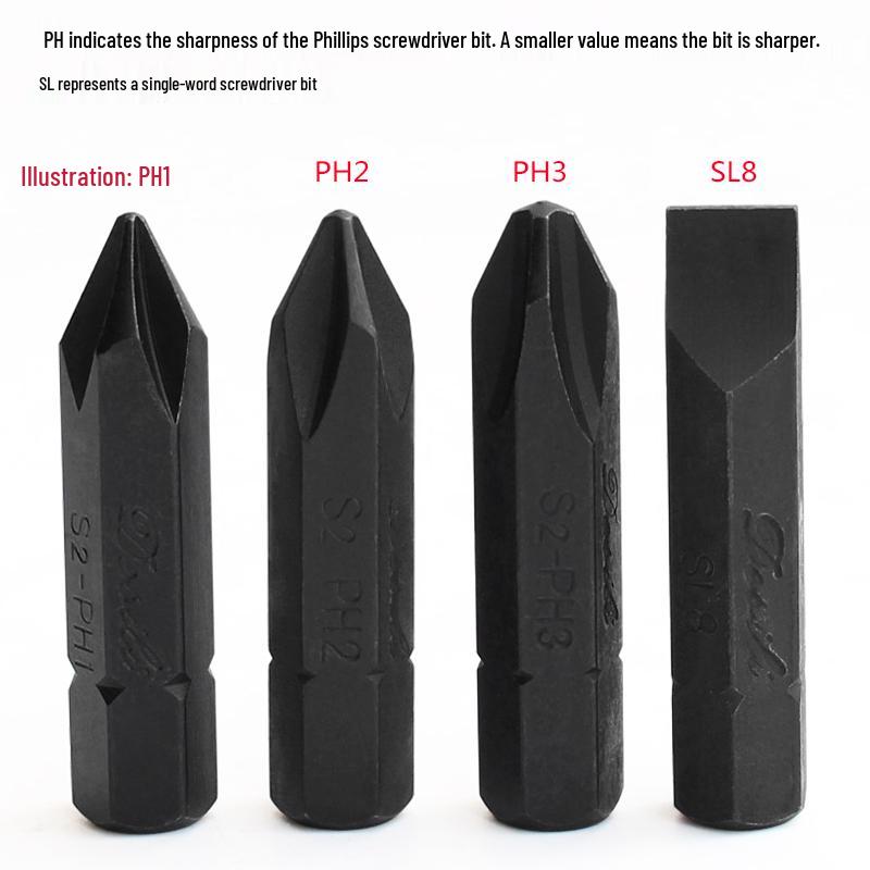 Phillips Impact Driver & Screwdriver Bits – Magnetic, Wear-Resistant Chrome Vanadium Alloy Steel