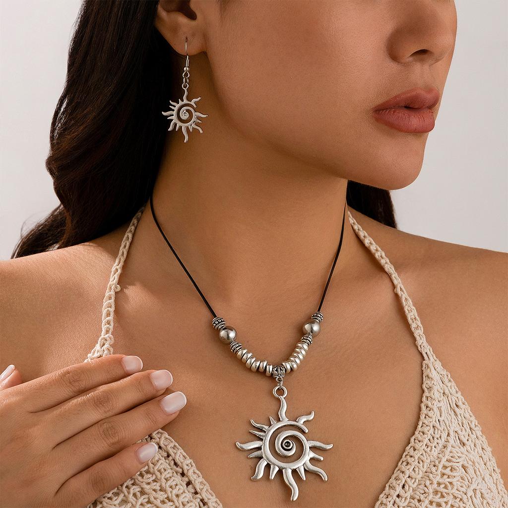 Collar de Caracola y Estrella de Mar con Viento Marino, Conjunto de Collares Grandes de Metal Dorado con Forma de Rosa Exagerada