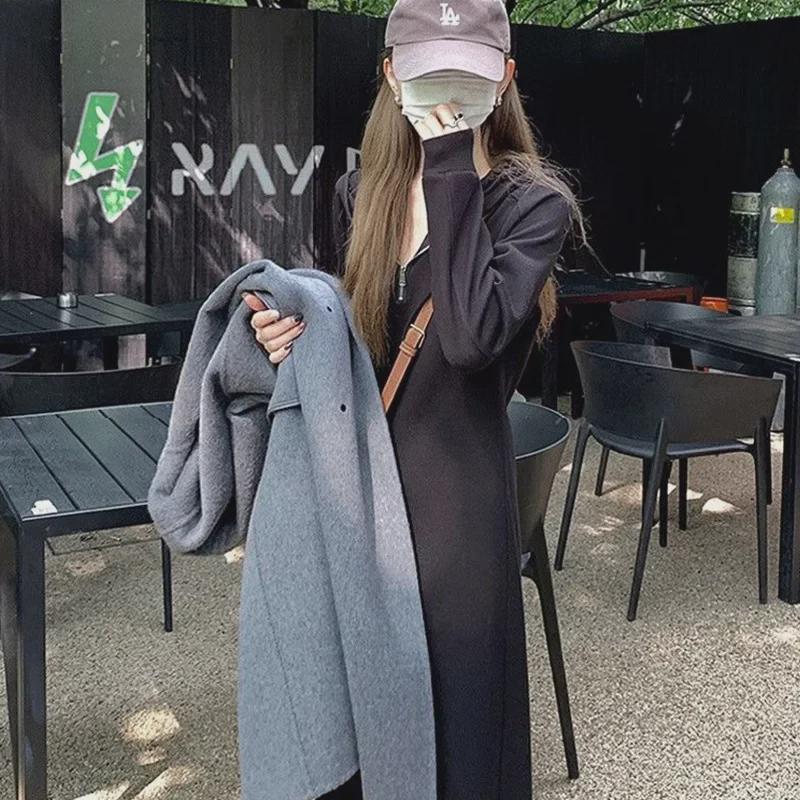 Trendy francouzské bílé šaty s kapucí pro ženy - nový jarní/podzimní dlouhý styl