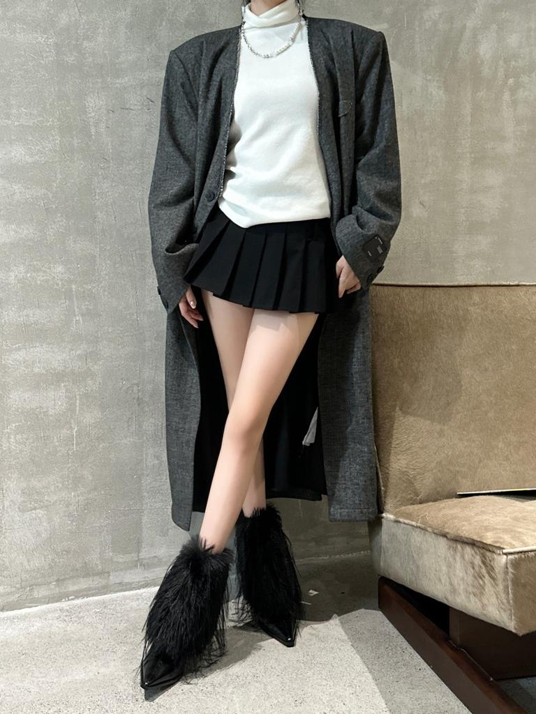 New fur fur short boots warm fashion women's shoes 2025 autumn and winter new pointed high women's boots snow boots