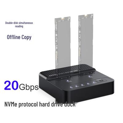 Dual-Bay NVMe M.2 SSD Enclosure with Clone and Read Functionality