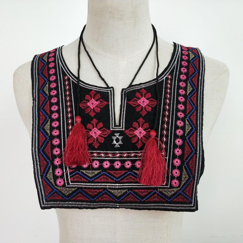 Embroidered Polyester Colored Lace Collar Ethnic Style Diy Lace-Up Lace Fake Collar Dress Accessories