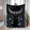 Moonlight Black Cat Theme Pattern Flannel Printed Blanket Suitable for All Seasons Suitable for Living Room Office Sofa Travel