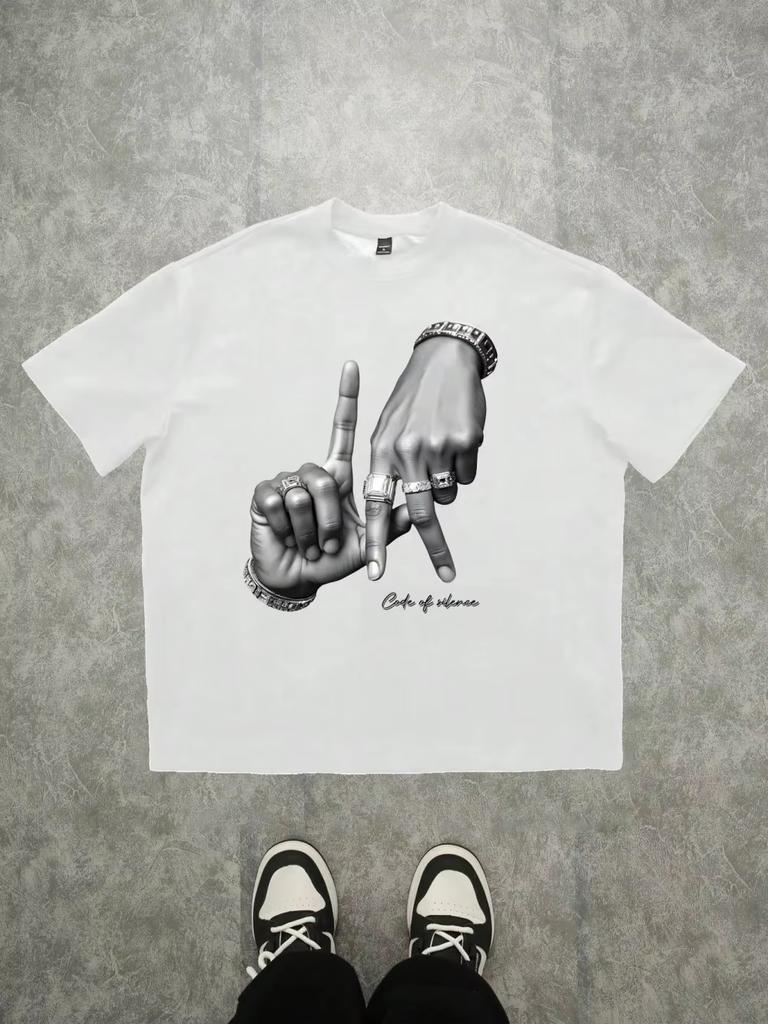 Summer Men's Los Angeles Sign Printed Round Neck T-shirt Cotton Street Loose Breathable Short Sleeve Large
