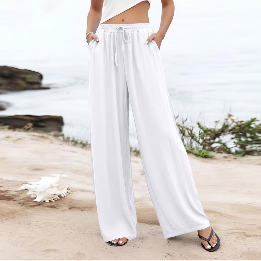 Damen Palazzo-Hose, Sommer, lässig, fließend, weites Bein, Strand, Reisen, Urlaub, Outfits