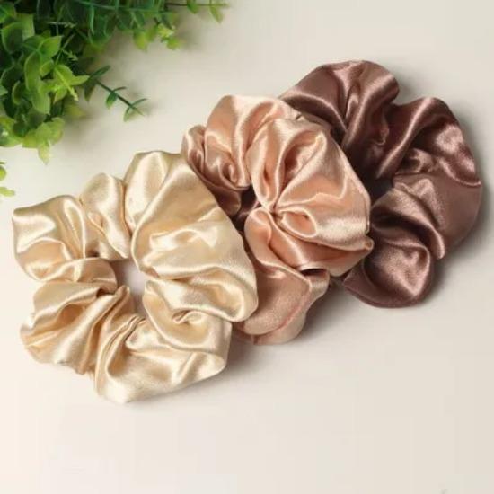 3 Pack Scrunchies for Women Hair Ties Bands Satin Hair Scrunchies for Girls Thick Curly Hair Ponytail Holders Cute Pony Tails