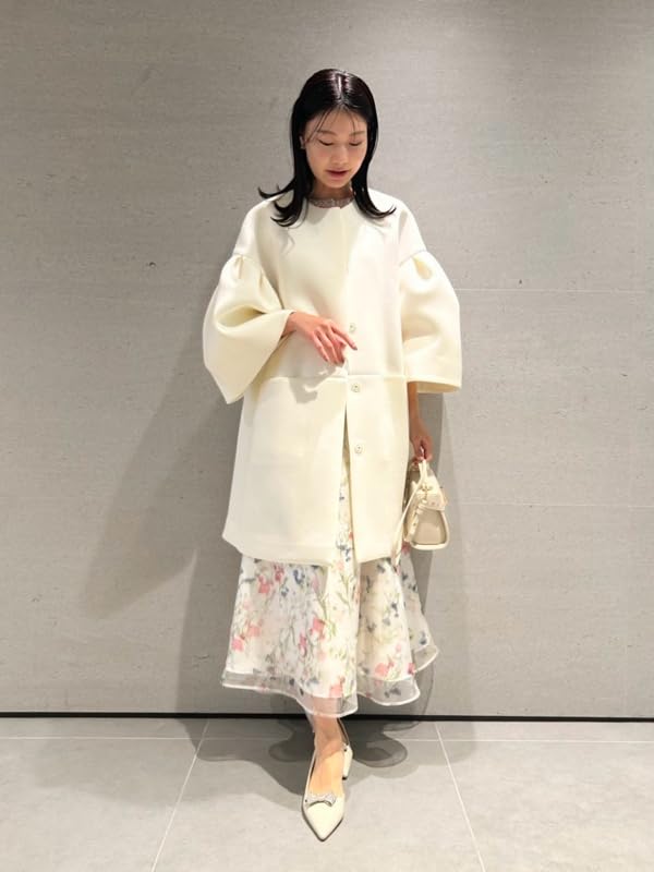 Layered Flower Print Skirt CWFS251054OWHT38