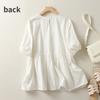 Summer Women Cotton Short Sleeve Crew Neck Ruched Siolid Pullover T-shirt Casual Fashion Breathable Lightweight Soft Comfortable Work Vacation Top