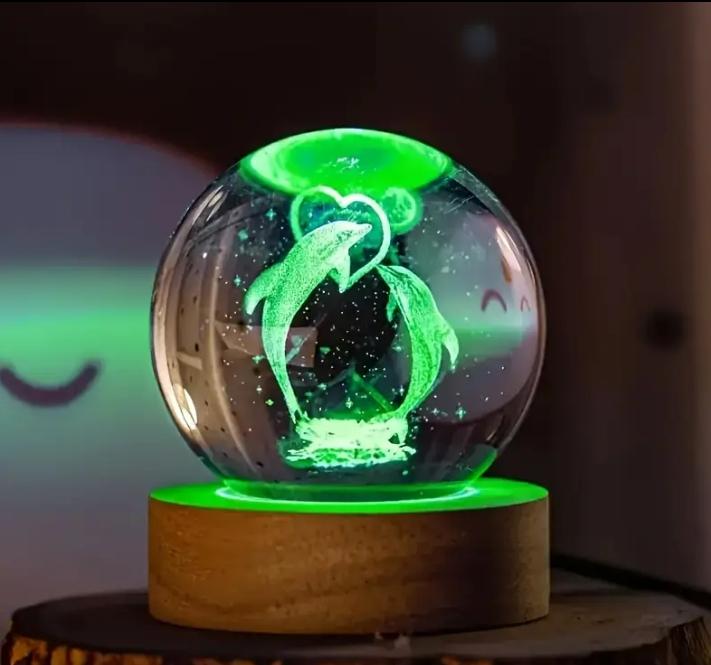 Umgebungslicht Saturn 3D Kugel Lampe Sonnensystem Kristallkugel mit Mehrfarbiger LED Lichtbasis Stimmungslicht Geschenke Geburtstag