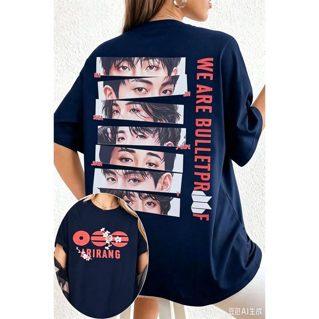 BTS Arirang Fans T-shirt Women Men Kpop Graphic Short Sleeve Streetwear Y2k Oversized Casual Loose High Quality Top Female Male Clothing