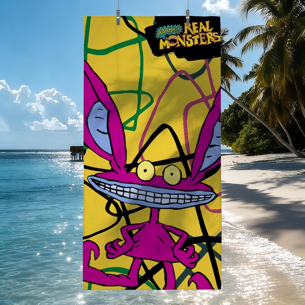 Cartoon Aaahh Real Monsters Fun Towel Quick Drying Beach Towels Are Suitable For Swimming Pools Camping Yoga And The Gym