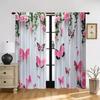 Butterflies and Pink Roses - Pole Bag Curtains, Bedroom and Kitchen Decoration, Home Decoration, Living Room Decoration