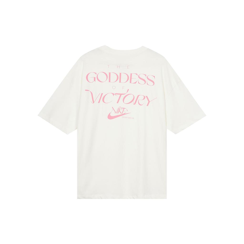 Nike Short-Sleeve Round Neck T-Shirt With Letter Logo Print Women Tops White FB8218-133