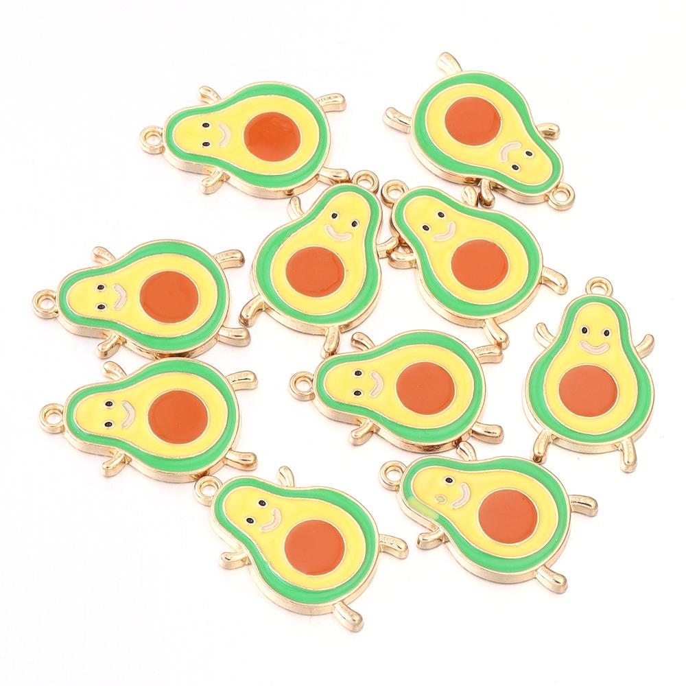 10Pcs/lot Fruit Series Alloy Charms Pendant Avocado Strawberry Shape Fashion Pendant DIY Earrings Necklaces Jewelry Accessories