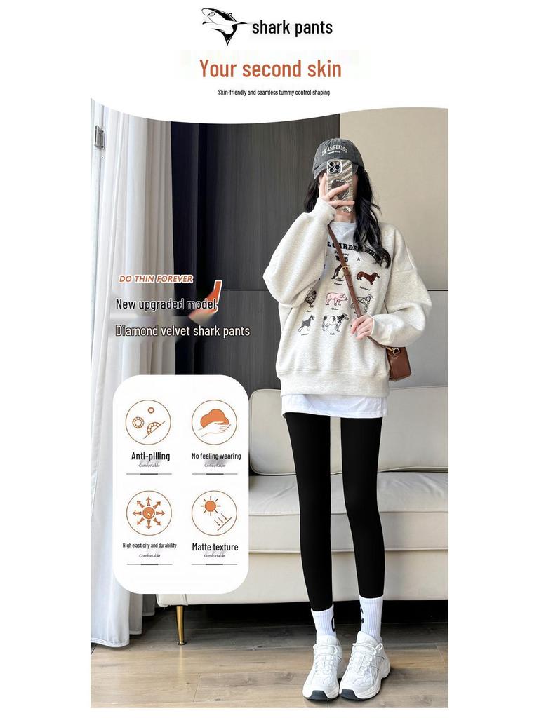 Shark Velvet Übergröße Damen Warme Leggings - Verdicken Herbst/Winter Enganliegend