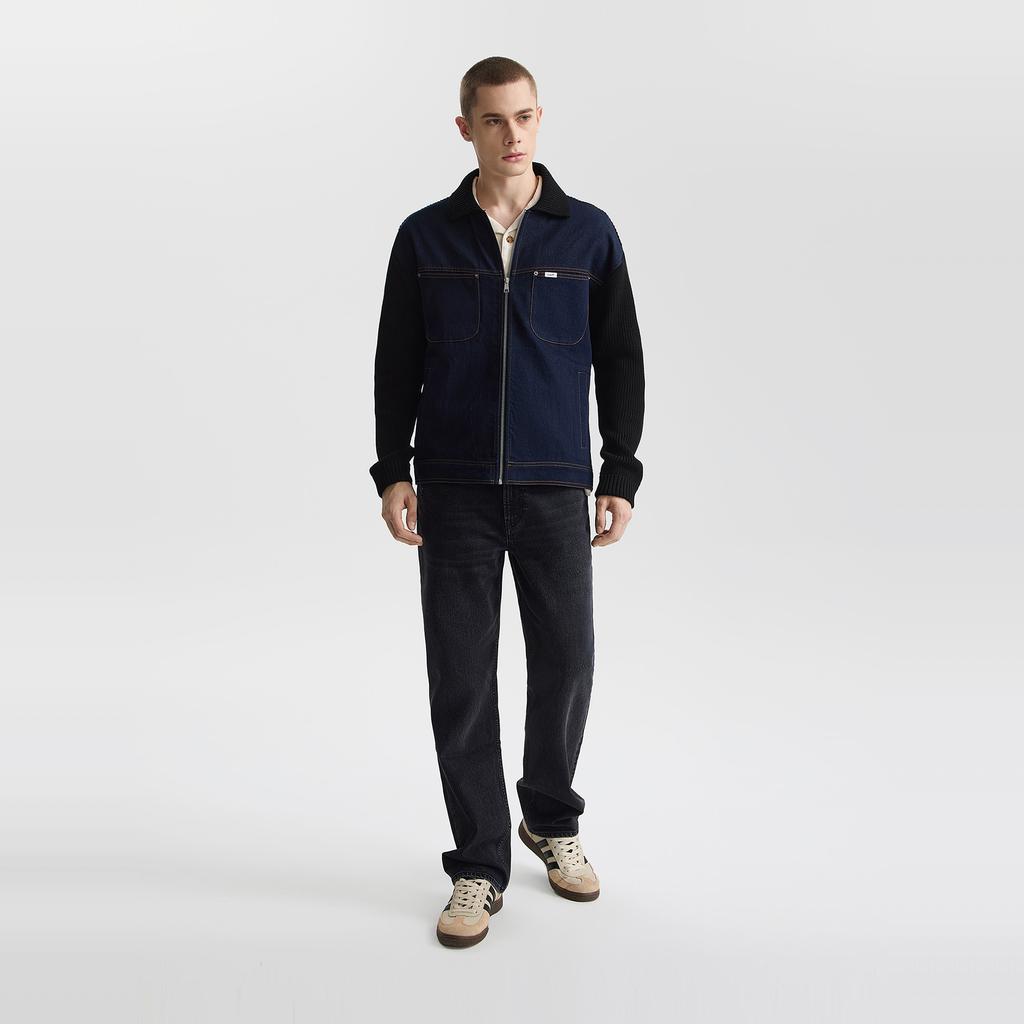 Lee Comfortable Polo Collar Denim Logo Regular Casual Sweater Men sweater LMT011098200075K11000