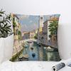 Oil Painting Venice Town Pillow Case Plush Fabric Soft Pillowcase Double Sided Print Cushion Cover Throw Pillow Cover