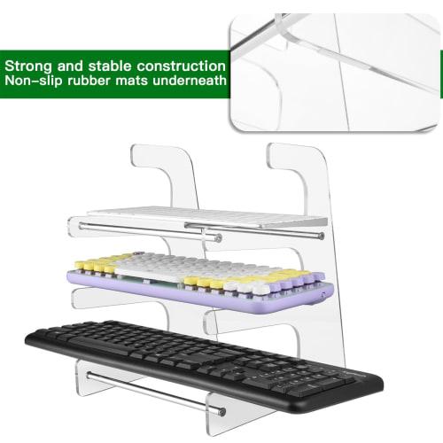 3-Tier Keyboard Stand, Acrylic Keyboard Organizer | Acrylic Storage Rack Display Stand Holder - Mechanical Computer Test Board Stand, Display Stand Ho