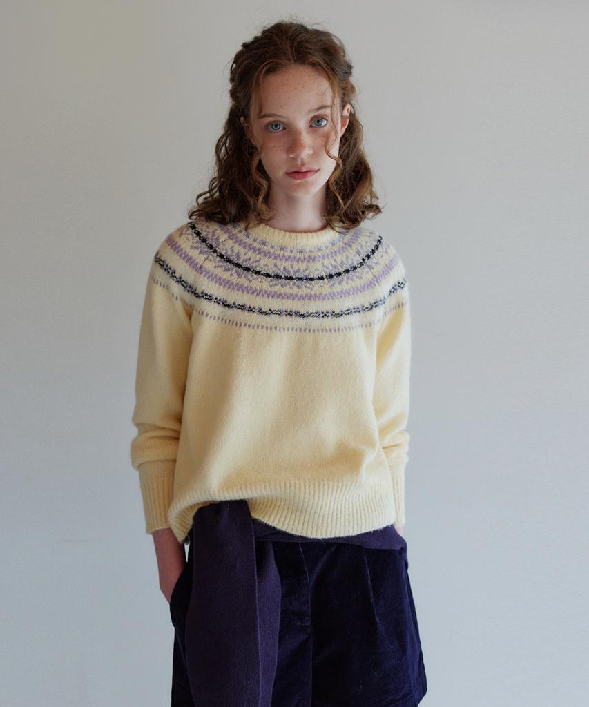 HANE Fair Isle Wool Round Knit_Butter