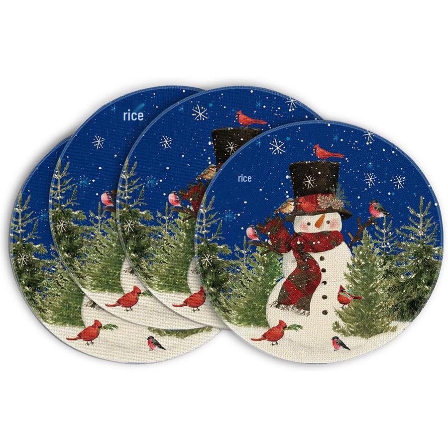 Festive Style Christmas Round Placemats - 4-Piece Set for Holiday Table Decor