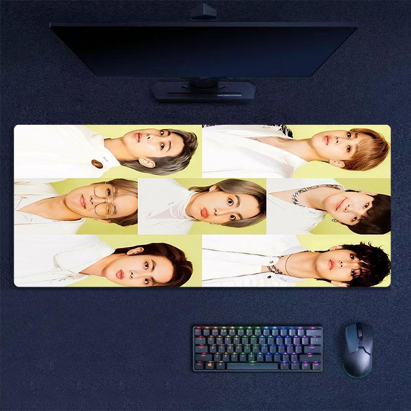 BTS Mouse Pad, Large Gaming Desk Mat, Non-slip XXL Mousepad for Laptop & Tablet, Mini PC Playmat with Stitched Edges
