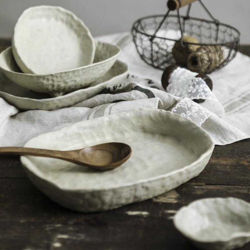 Ru Han Japanese Style Triple Compartment Ceramic Serving Dish