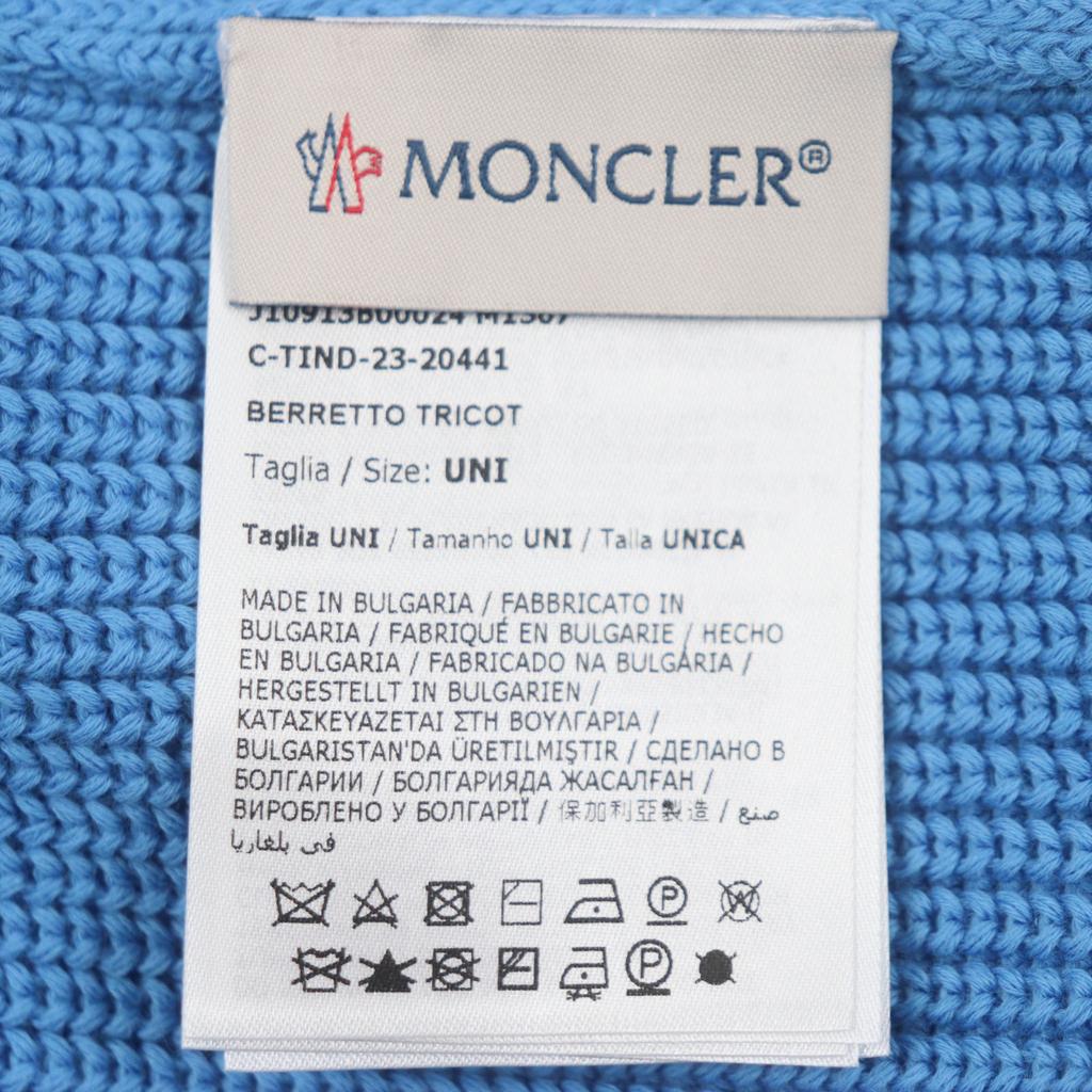 Excellent MONCLER Knit cap Hat with logo patch blue cotton mens Used