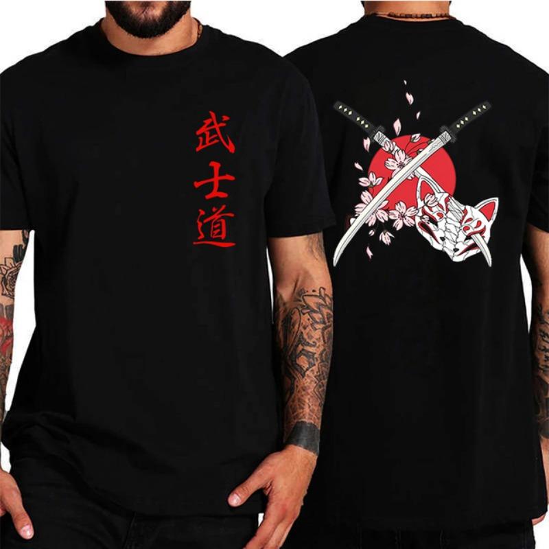 Japan Samurai Spirit Męska koszulka w stylu japońskim z tyłu z nadrukiem 3D Luźne, obszerne koszulki T-shirt Męski prezent Tee Unisex