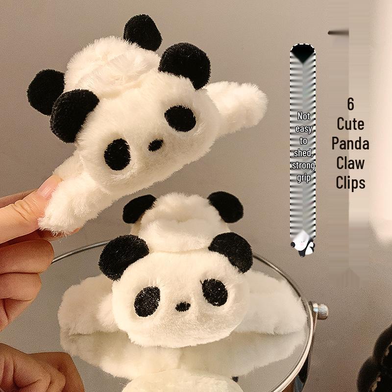 Cute Large Plush Panda Hair Clip for Women - Claw Clip Style for Autumn & Winter