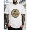 European Sizes Men's White Round Neck T-shirt   Print-casual Summer T-shirt Regular Version Breathable Fabric Is Very Suitable for Casual Summer Wear