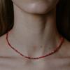 Simple Vacation Style Fashion Necklace Temperament Personality Retro Red Jasper Handmade Beaded Collarbone Chain Niche Necklace Women