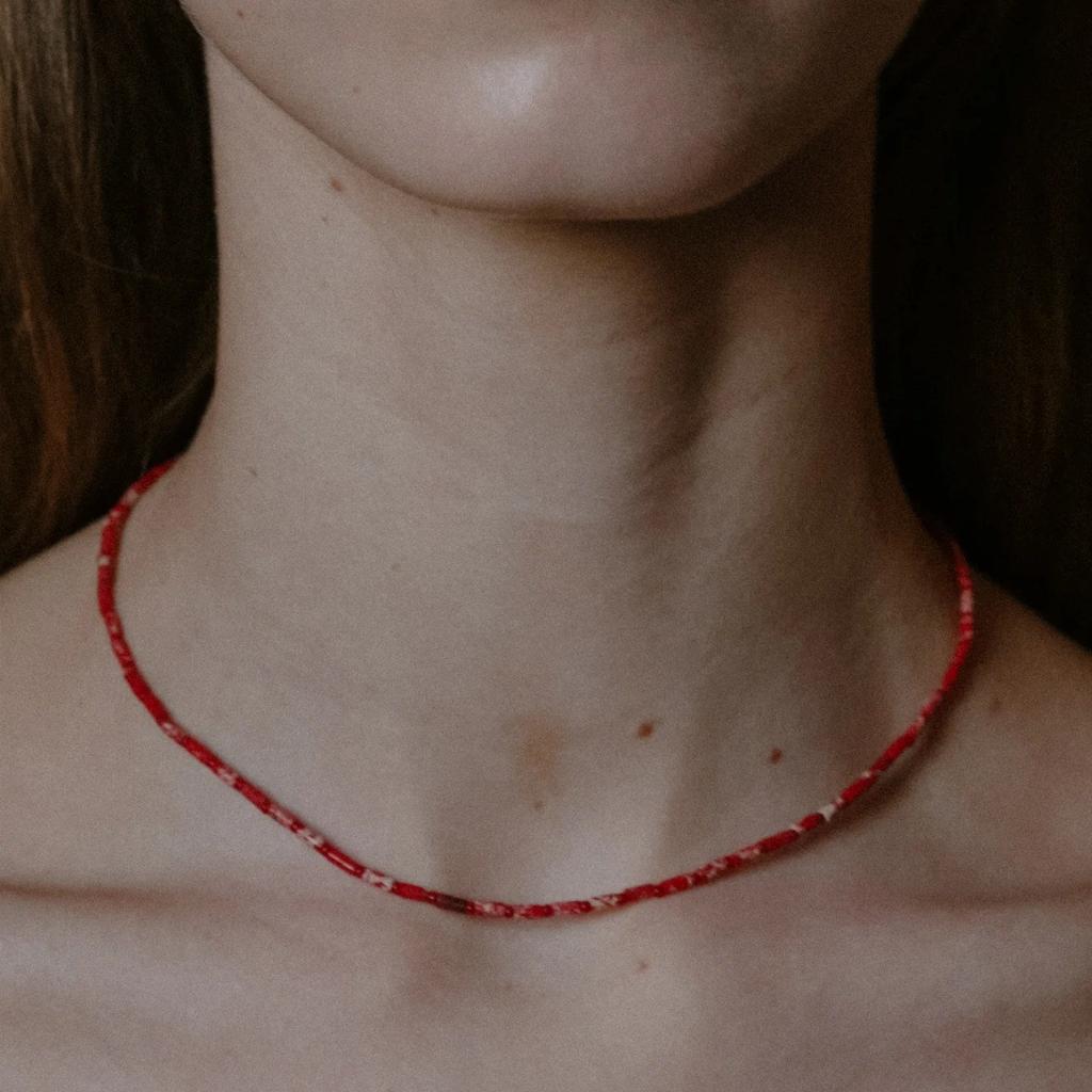 Simple Vacation Style Fashion Necklace Temperament Personality Retro Red Jasper Handmade Beaded Collarbone Chain Niche Necklace Women