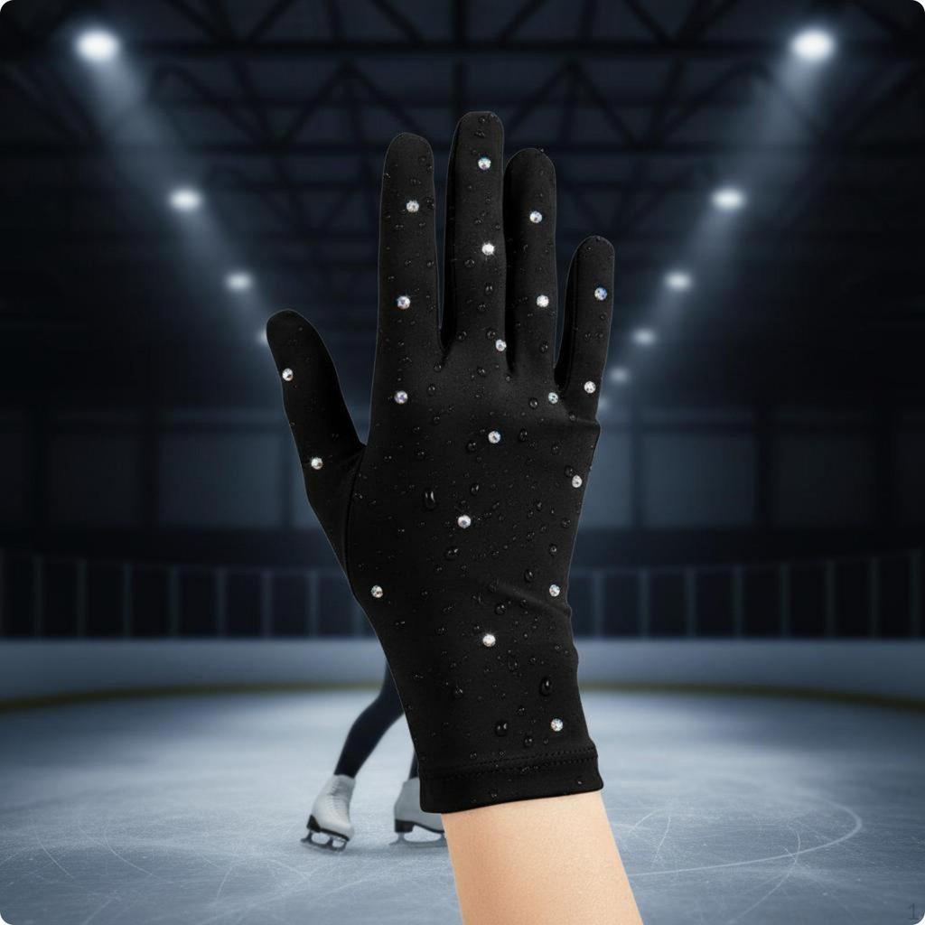 Thermal Figure Skating Gloves Comfortable Rhinestone Elegant Performance Gear for