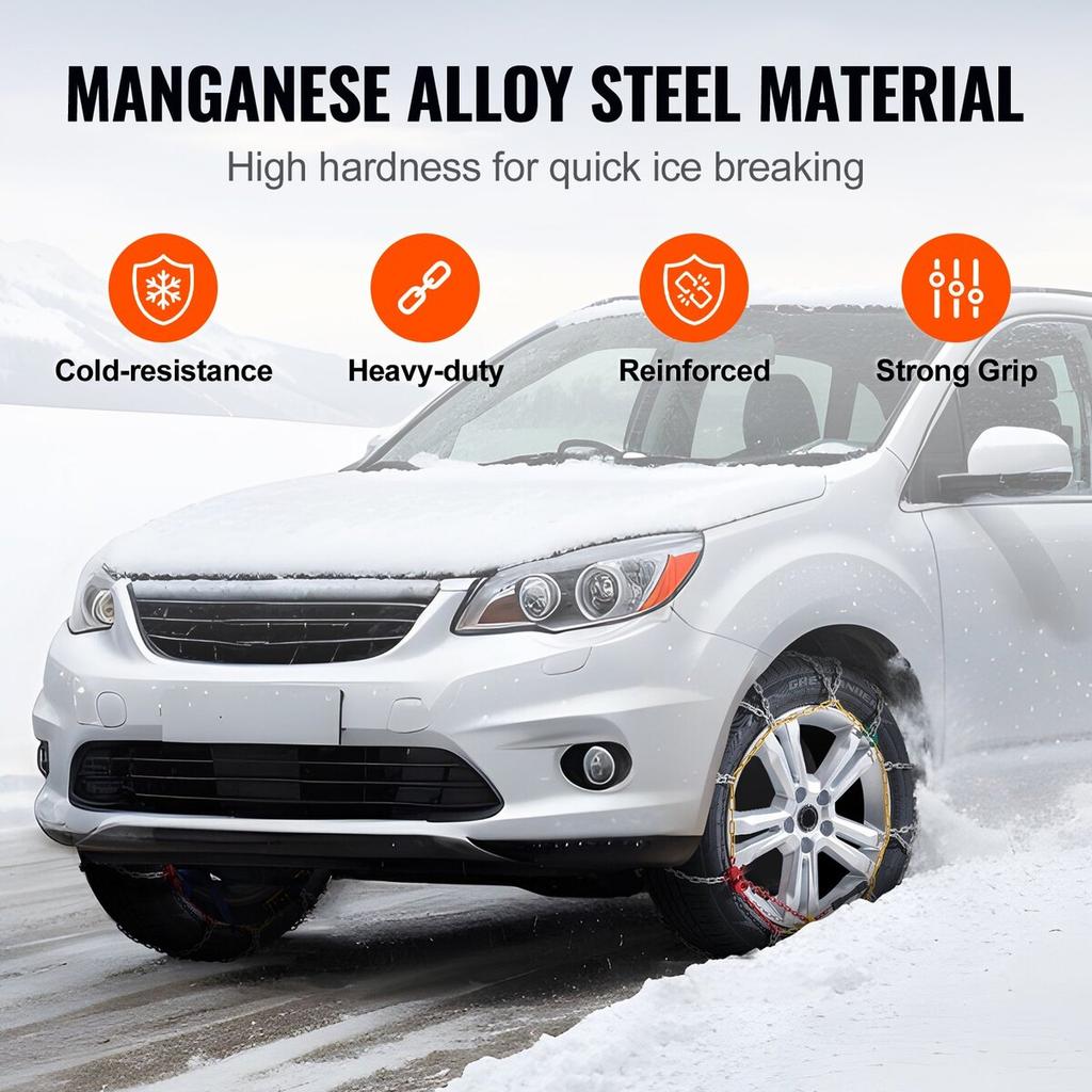 Snow Chains Manganese Alloy Steel 2PCS Traction Snow Tires Chains Silver