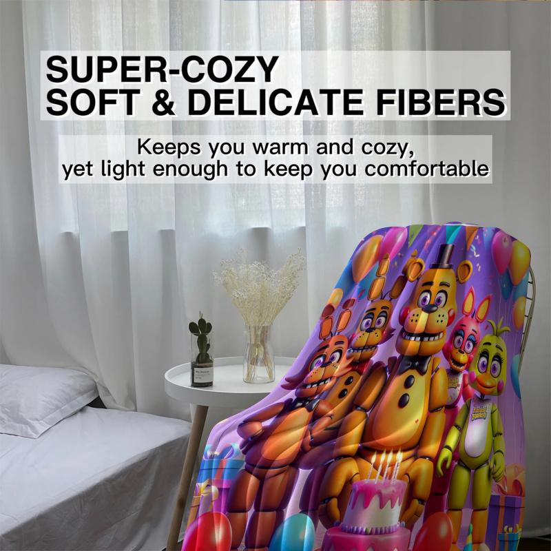 FNAF Golden Freddy Birthday Flannel Blanket Soft Warm Skin-Friendly Nap Throw For Office Home Sofa Bed Cover Travel Camping