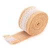 Jutaband med vit spets Naturlig juterulle för DIY-dekoration Presentförpackning 5 Yards5cm
