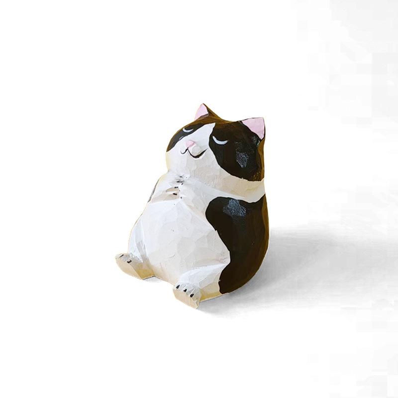 Handmade Solid Wood Animal Figurines: Kitten, Chick, Elephant, Snowman