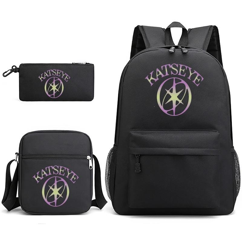 Zaino Katseye con Stampa K-Pop Borsa a Spalla Astuccio Set da 3 Pezzi Set Multifunzionale per Scuola e Viaggio