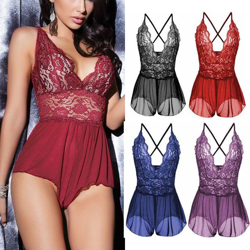 Women V Neck Lingerie Cross Back Babydoll With Adjustable Criss Cross Straps And Plus Size Options