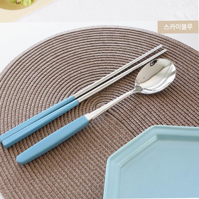 Korean Chopsticks Dessert Spoon Flatware Stainless Steel Cutlery Set Sushi Sticks Coffee Tea Spoons Set Portable Dinnerware Set