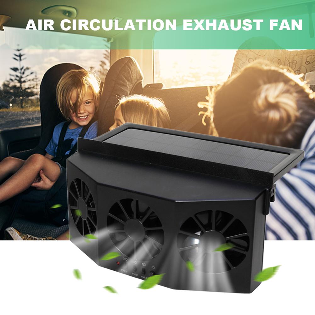 Portable Deodorization Ventilator 3 Heads Auto Ventilation Fan Solar Charging Auto Cooling Fan Multi-angle Adjustable Auto Parts