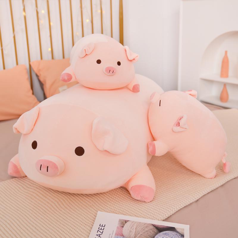 40/50/60/80cm Squish Pig Stuffed Doll Lying Plush Piggy Toy Animal Soft Plushie Pillow Cushion Children Infant Comforting Gift Idea