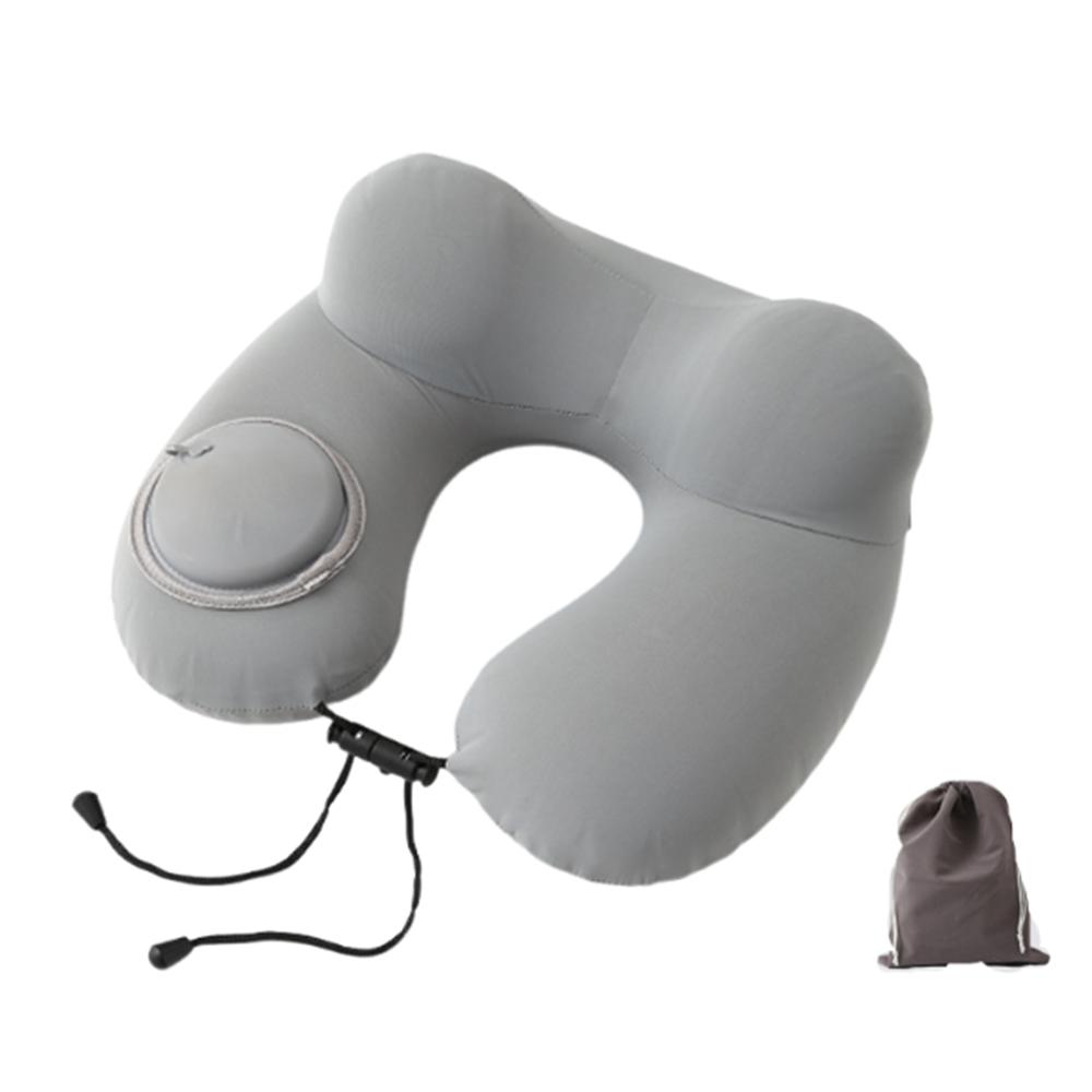 Inflatable U-Shaped Travel Pillow Ice Silk Neck Support Cushion Convenient Neckrest Pad  Airplane
