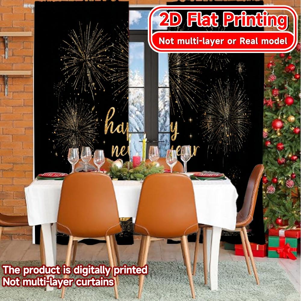 2D Flat Printing,2pcs 2026 Celebration(5) Popular Fashionable Curtains Polyester Curtains Gifts Suitable for Bedroom & Living
