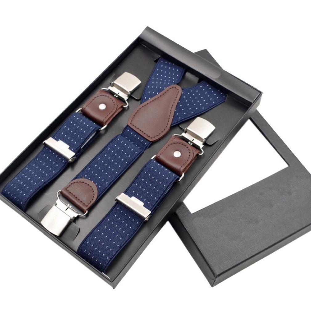 Herren Verstellbare Y-Rücken Hosenträger Elastisch 3 Clips Strapazierfähige Hosenträger mit Geschenkbox black