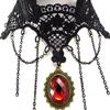 Les Trésors De Lily [K6576] - 2 Designer Chokers 'Courtisanes' Red Black (lace)