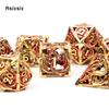 7 Pcs Golden Red Dragon Metal Dice Hollow Metal Polyhedral Dice Set Suitable for Role-Playing RPG  Board Game Card Game